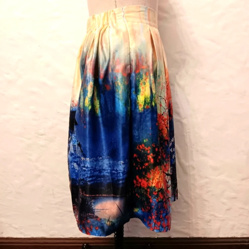 Choiee Moody whimsigoth, high waist,  pleated witch cottage midi skirt. Small